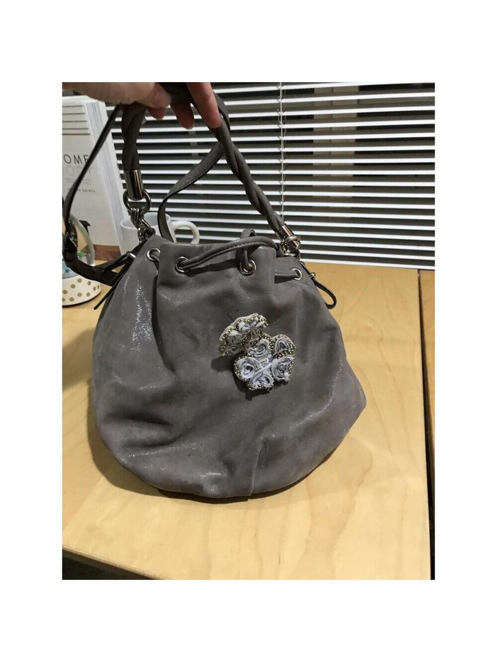COACH MADISON PLEATED LEATHER SMALL MARIEL HANDBAG/ SHOULDER BAG #17762 gray